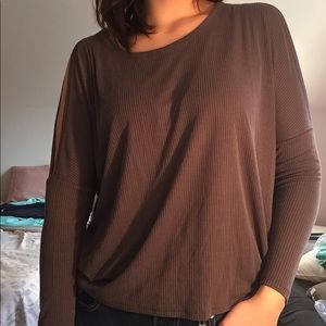 Gray top with arm slits